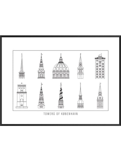 Copenhagen poster - 10 towers