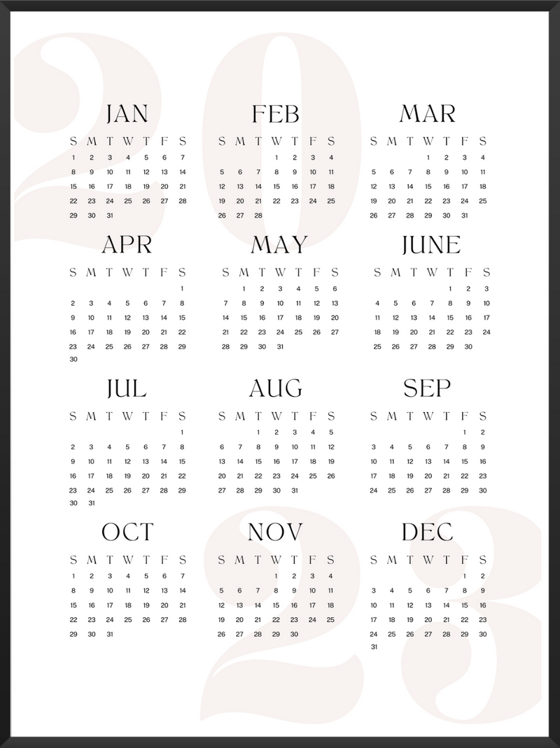2023 Classy Typography Calendar