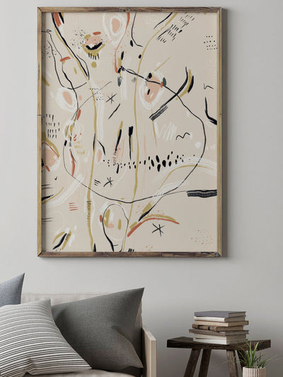 Cold Sea - Beige Abstract Motifs Poster