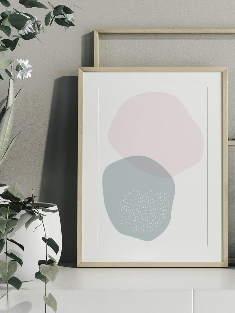 Blue and Pink Circle Pastel Shapes Poster