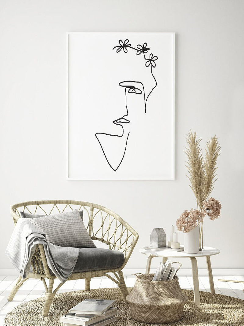 flower-lady-single-line-art-poster-in-interior-living-room