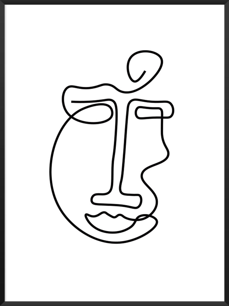 Abstract Face Line Art - Poster