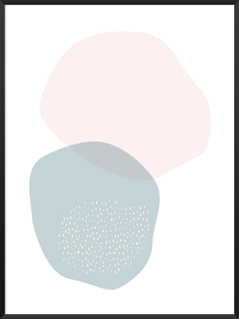 Blue and Pink Circle Pastel Shapes Poster