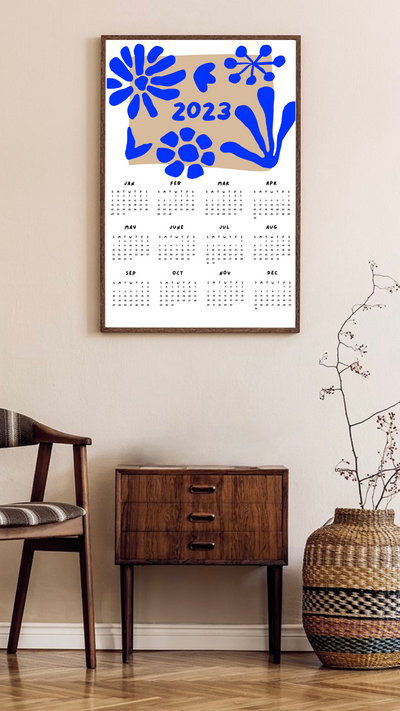 2023 Blue Flowers Calendar