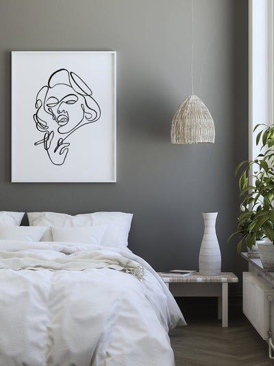 project-nord-line-art-smoking-lady-poster-in-interior-bedroom