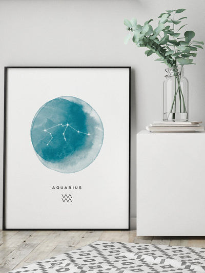 Aquarius Watercolour- Aquarius Zodiac Sign Poster