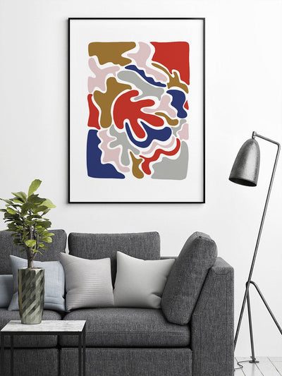 abstract-colourful-puzzle-poster-in-interior-living-room