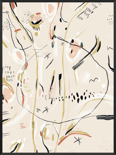 Cold Sea - Beige Abstract Motifs Poster
