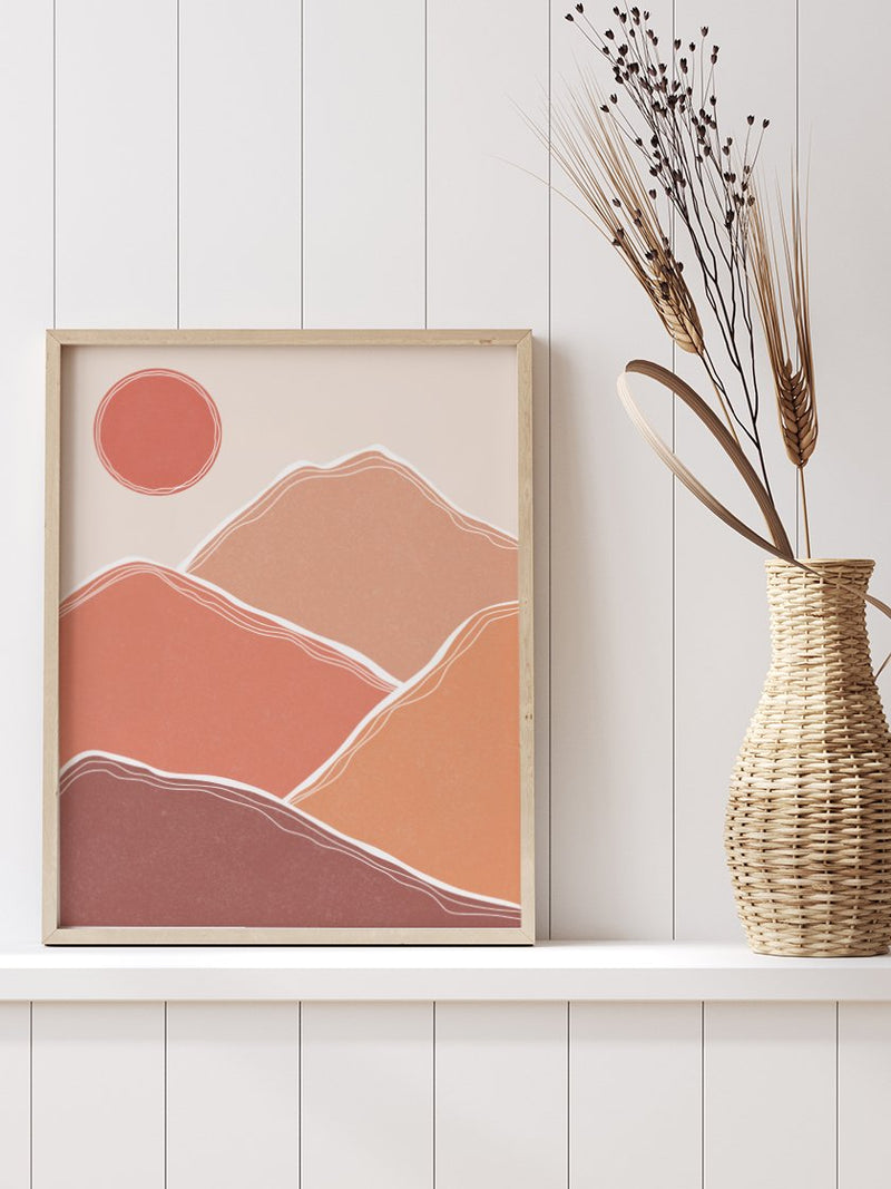 Daytime Glow - Orange Mountains Poster