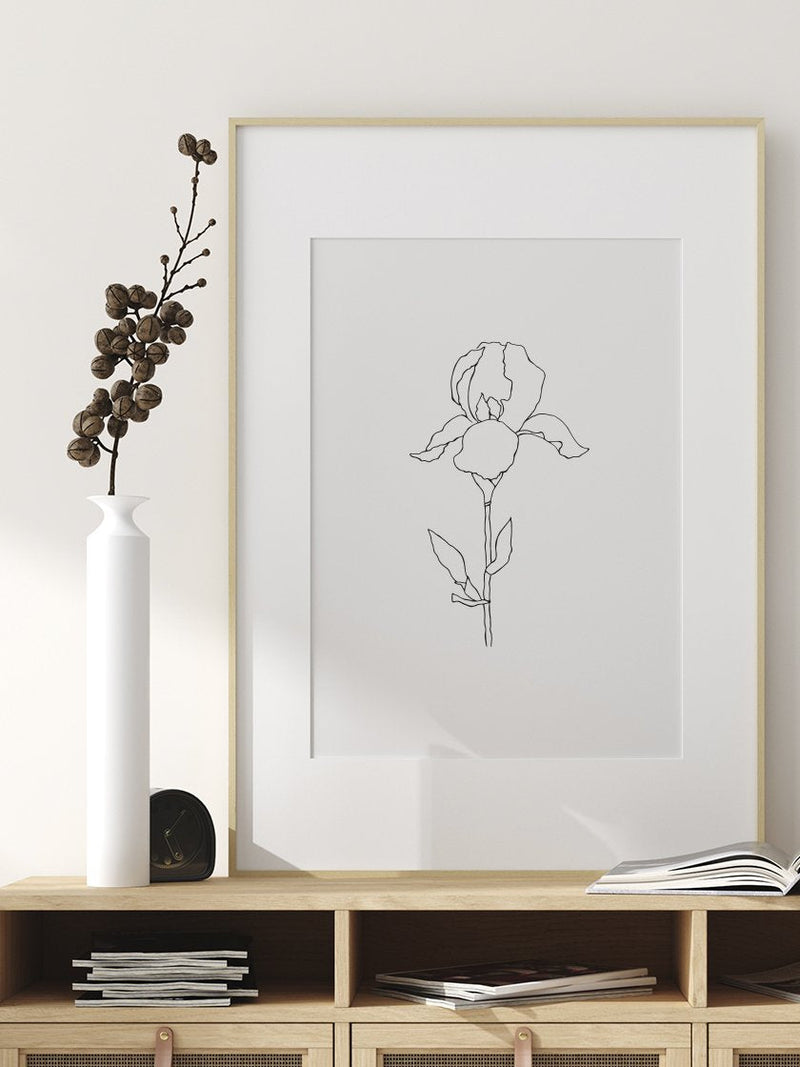 Iris - Minimalist Line Art Plant Poster