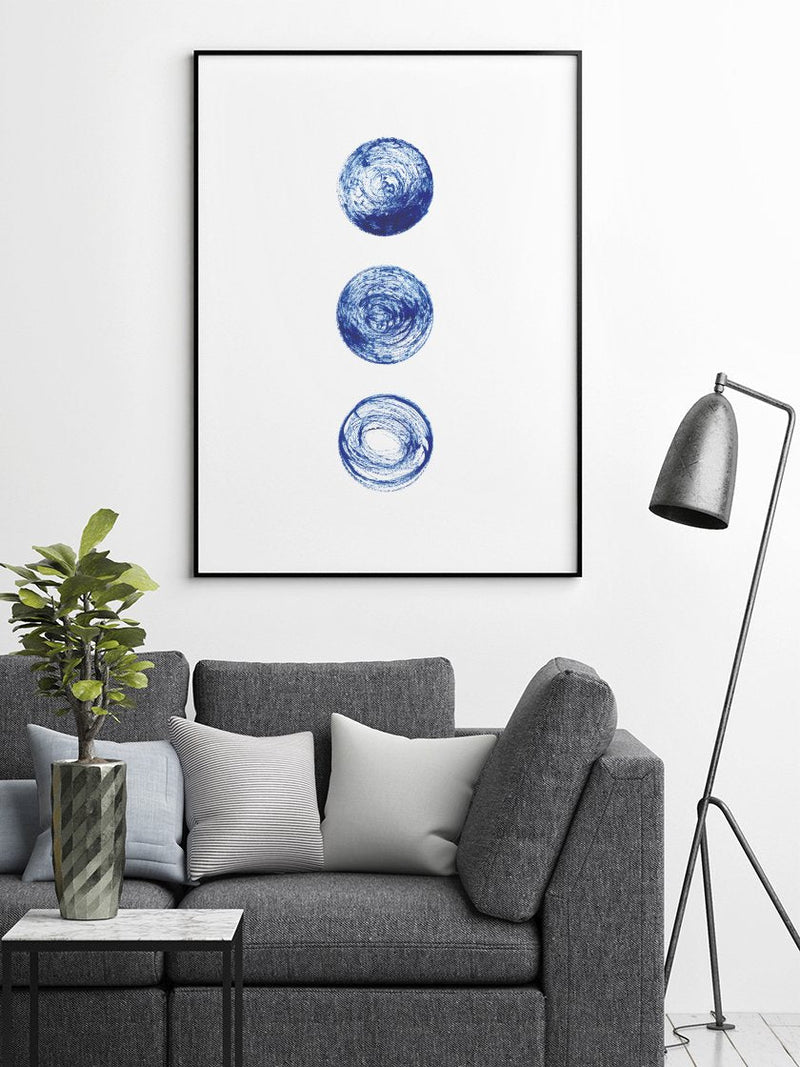 project-nord-les-lunes-bleues-blue-circles-poster-in-interior-living-room