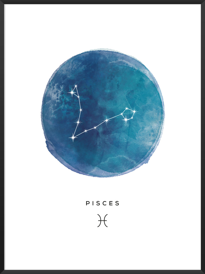 Pisces Watercolour - Pisces Zodiac Sign Poster