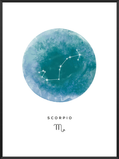 Scorpio Watercolour - Scorpio Zodiac Sign Poster