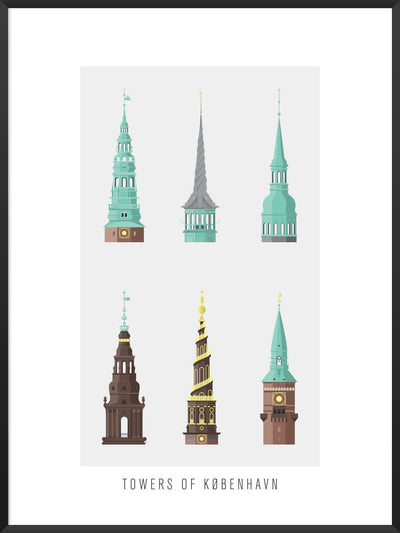 6 Towers of Copenhagen - Poster