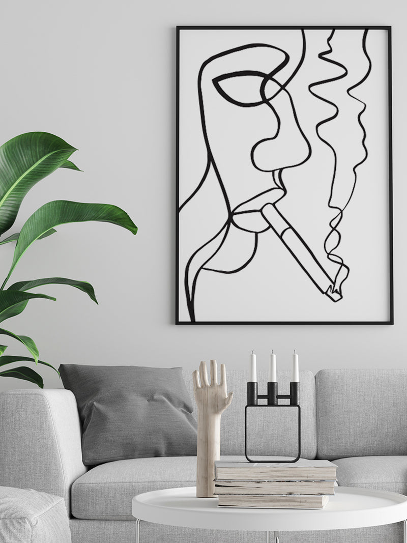 project-nord-smoking-woman-line-art-poster-in-interior